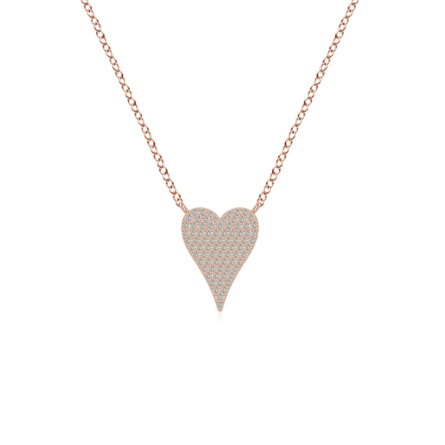 0.9 MM Diamond Asymmetrical Heart Necklace in 14K Rose Gold - Image 4