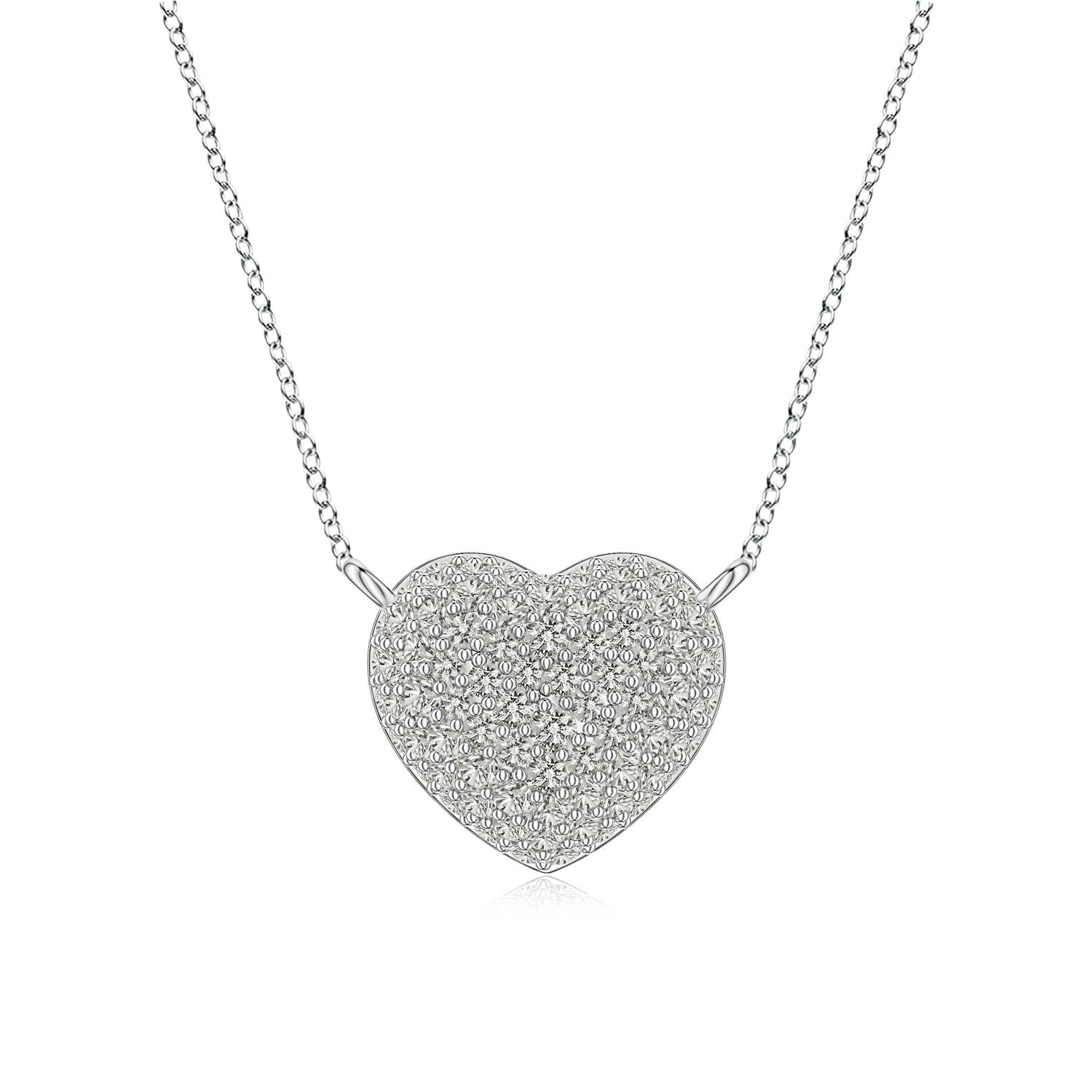 0.9 MM Diamond Asymmetrical Heart Necklace in 18K White Gold