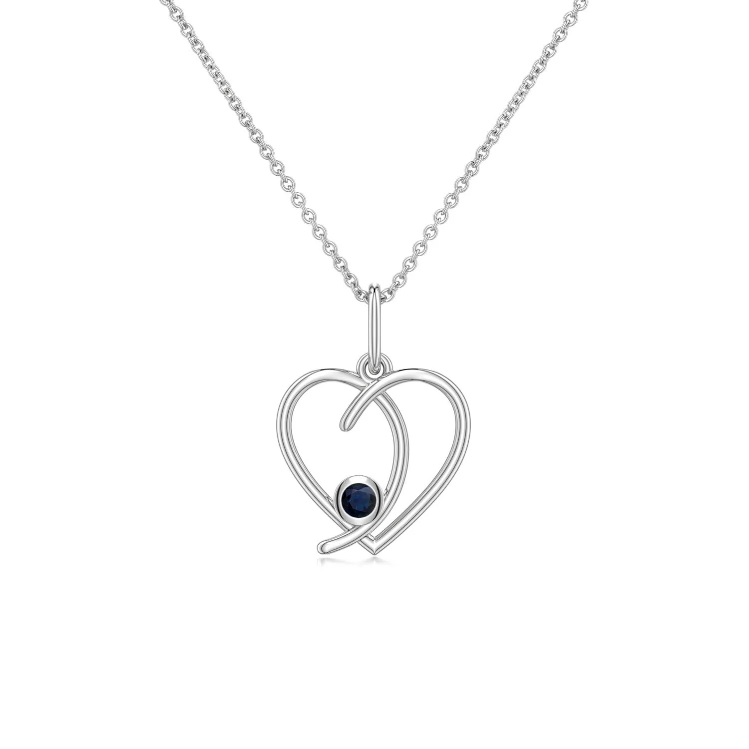 0.33 CTW Classic Prong-Set Round Blue Sapphire Solitaire Pendant in 18K White Gold - Image 5