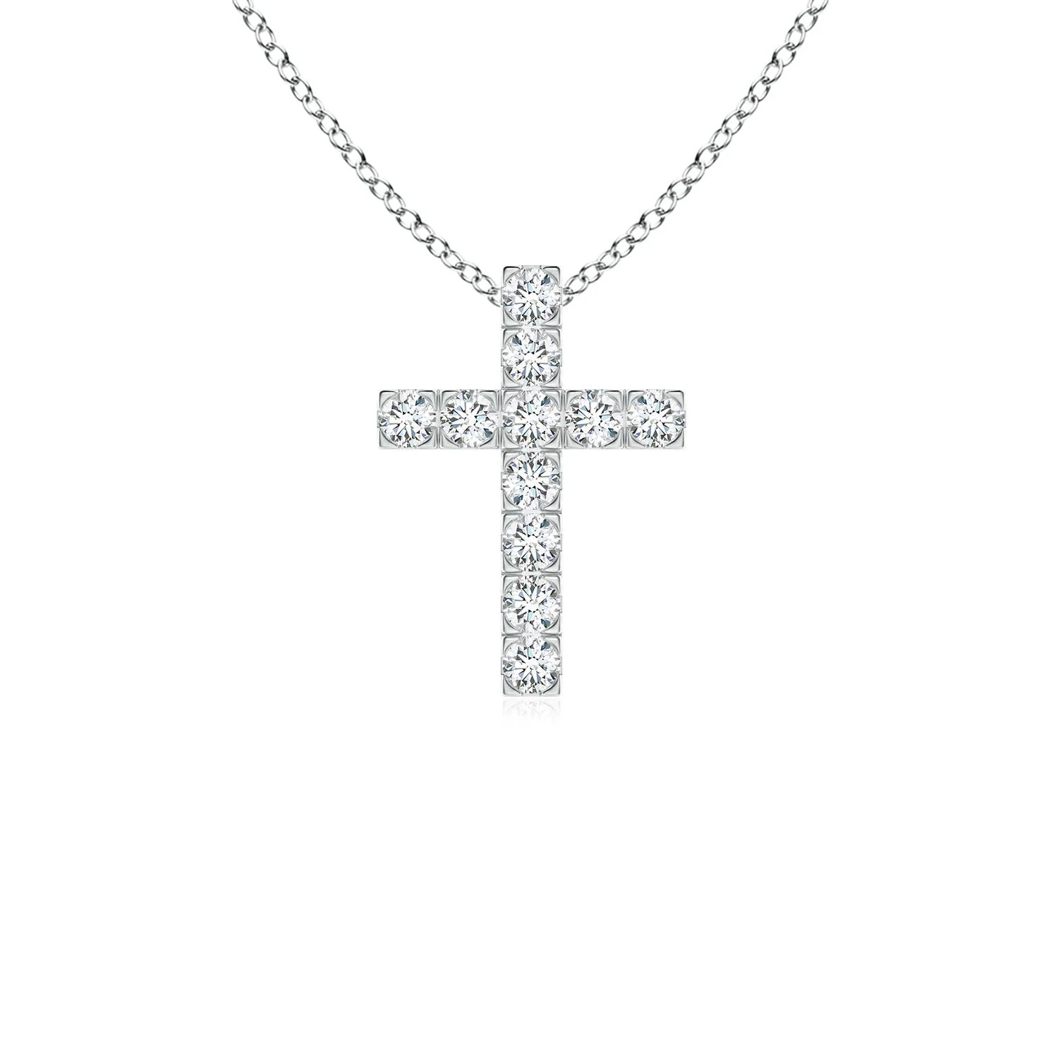 3.85 CTW Flat Prong-Set Diamond Cross Pendant in 14K Rose Gold - Image 8