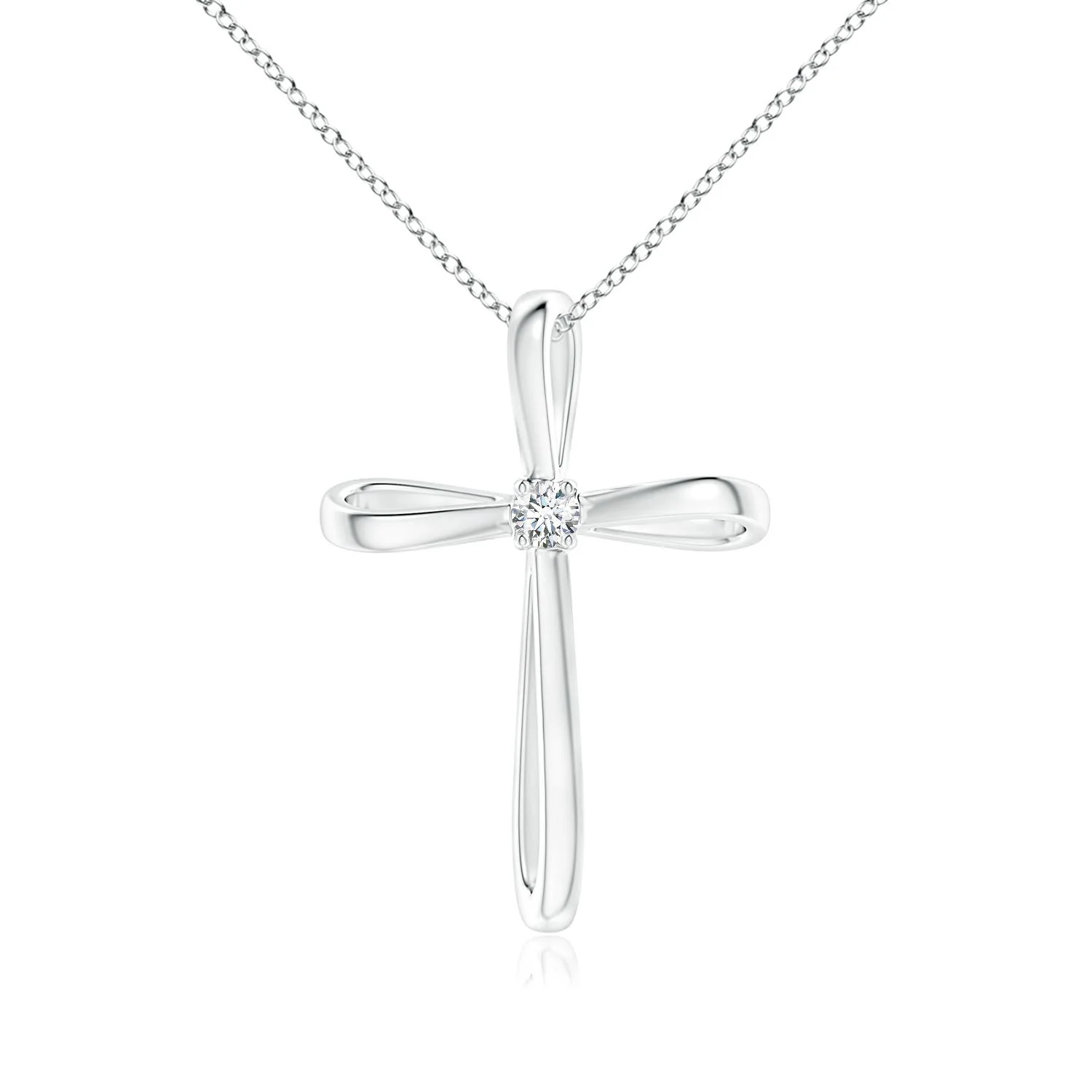 0.78 CTW Marquise and Round Emerald Cross Pendant in 14K White Gold - Image 6
