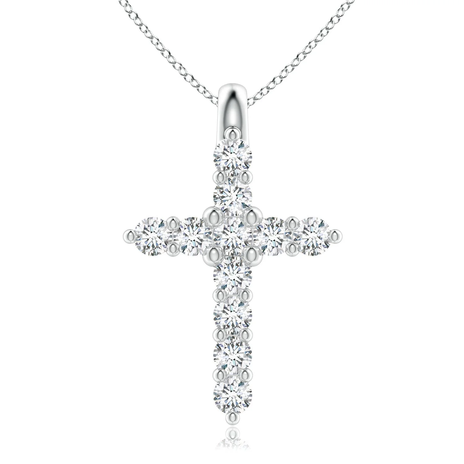 1.18 CTW Marquise and Round Blue Sapphire Cross Pendant in Platinum - Image 4