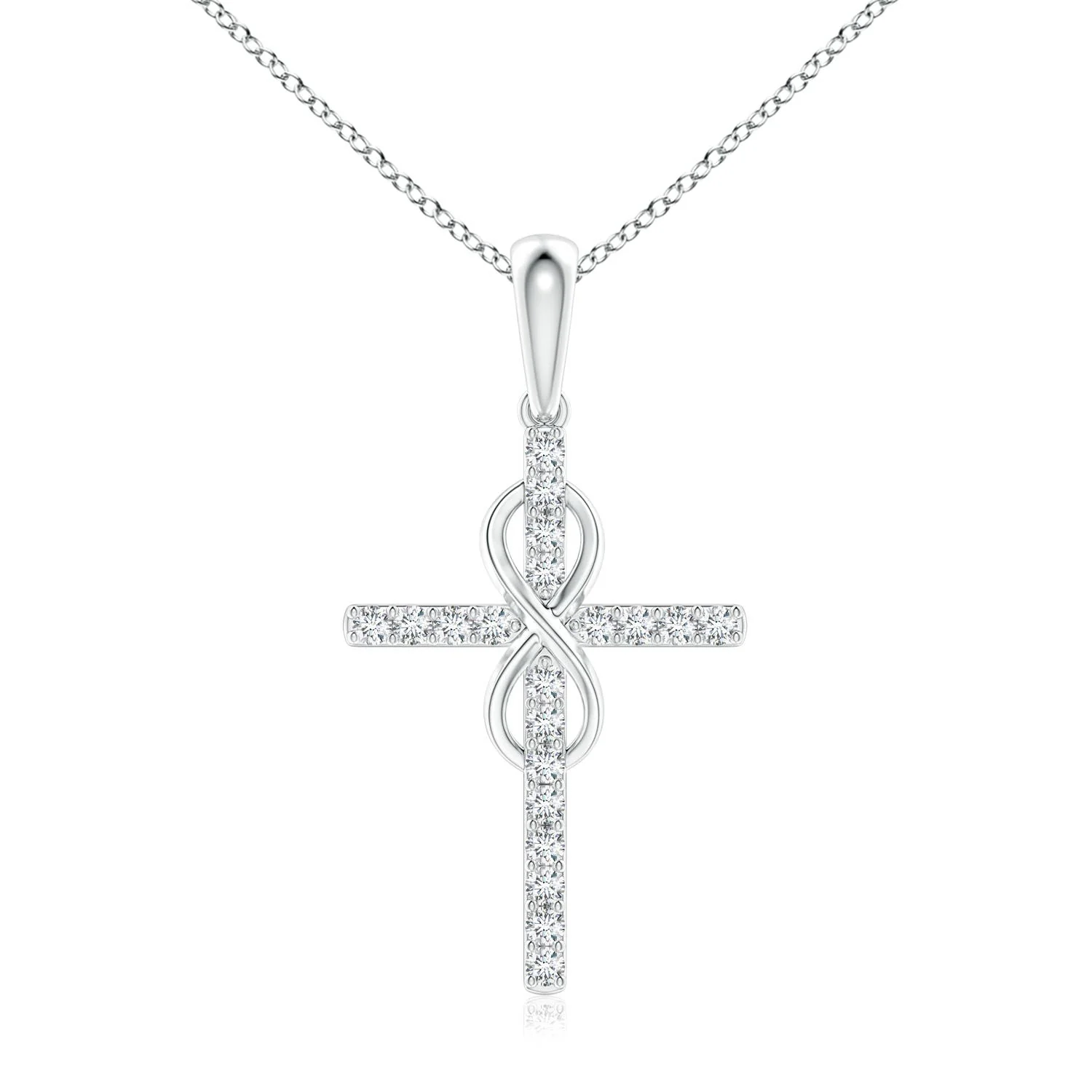 1.18 CTW Marquise and Round Blue Sapphire Cross Pendant in Platinum - Image 7