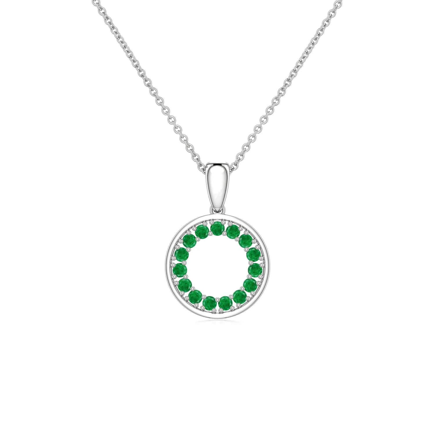 0.27 CTW Dangling Channel-Set Emerald Celtic Knot Pendant in 18K White Gold - Image 4