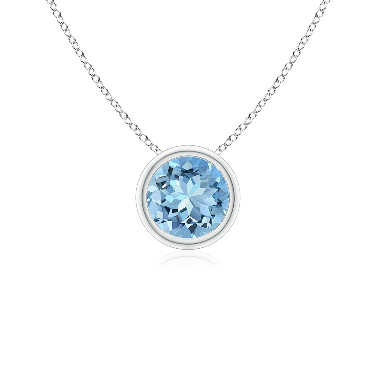 0.99 CTW V-Bale Square Aquamarine Solitaire Pendant with Diamond in 14K White Gold - Image 7