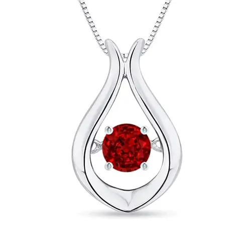 0.35 CTW Round Ruby Solitaire V-Bale Pendant with Diamond in 14K Rose Gold - Image 7