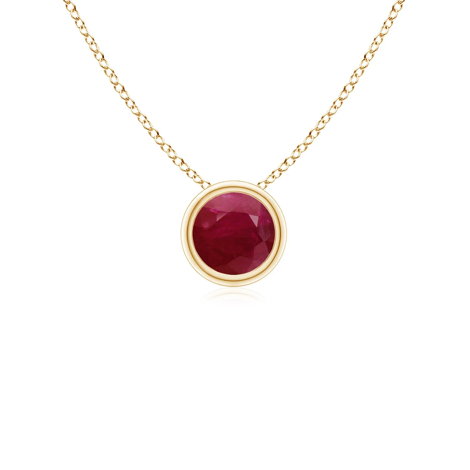 0.35 CTW Round Ruby Solitaire V-Bale Pendant with Diamond in 14K Yellow Gold - Image 9