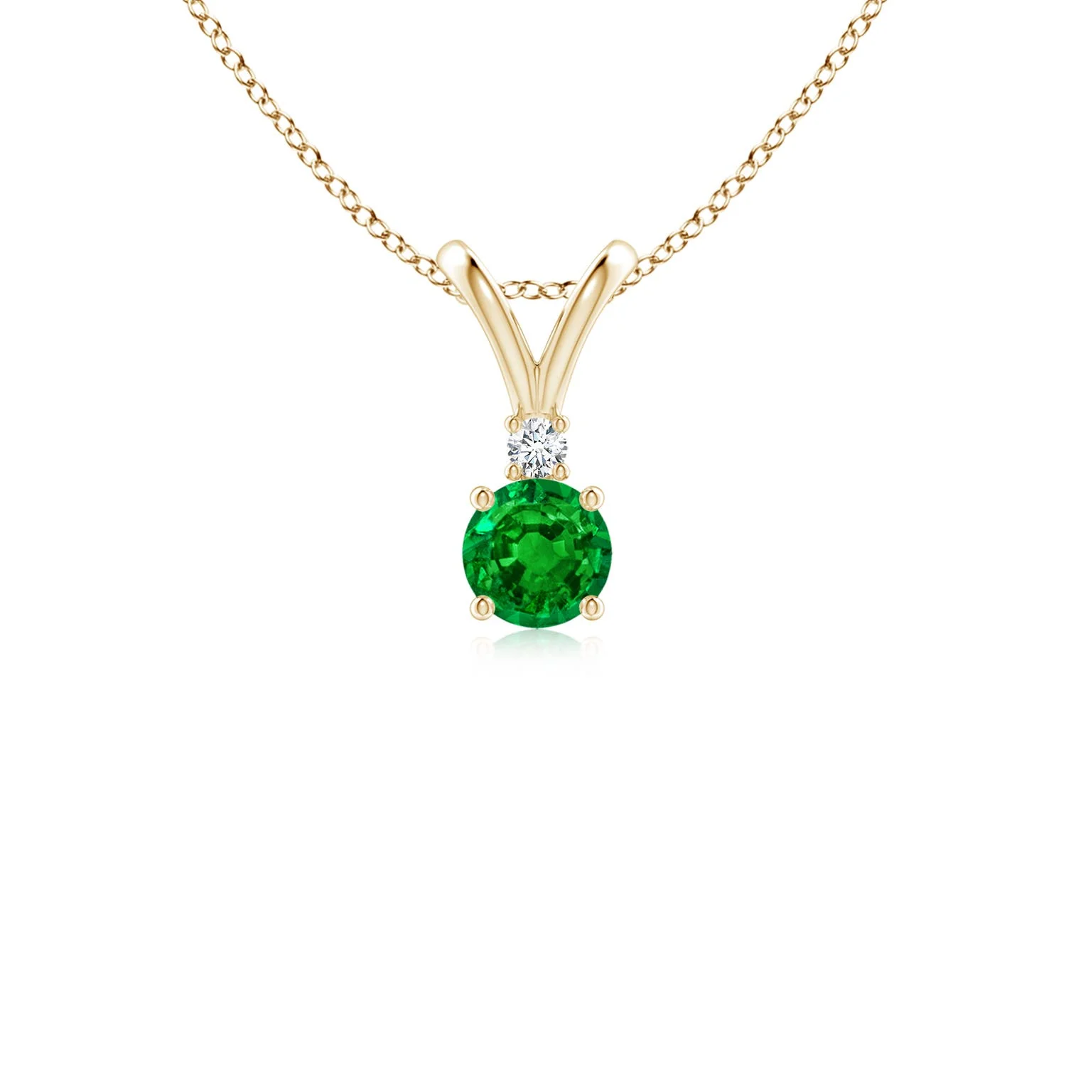 1.07 CTW Round Spessartite Solitaire V-Bale Pendant with Diamond in 18K Yellow Gold - Image 9