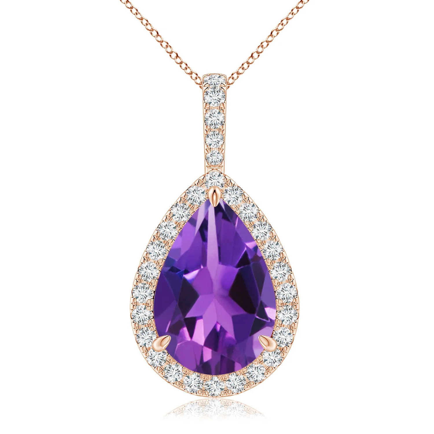 1.0 CTW Bezel-Set Round Diamond Solitaire Pendant in 14K Rose Gold - Image 5