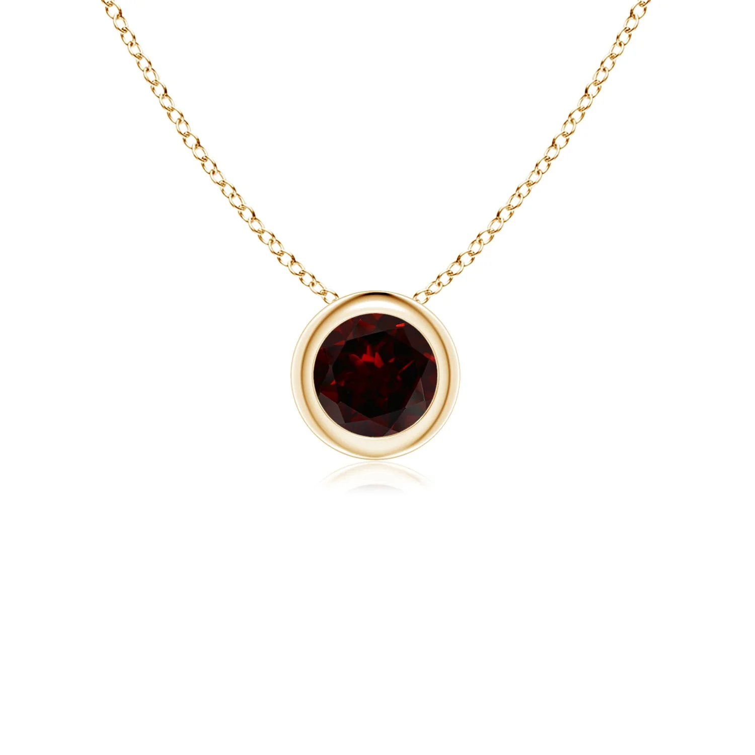 1.5 CTW Bezel-Set Round Garnet Solitaire Pendant in 14K Rose Gold - Image 7