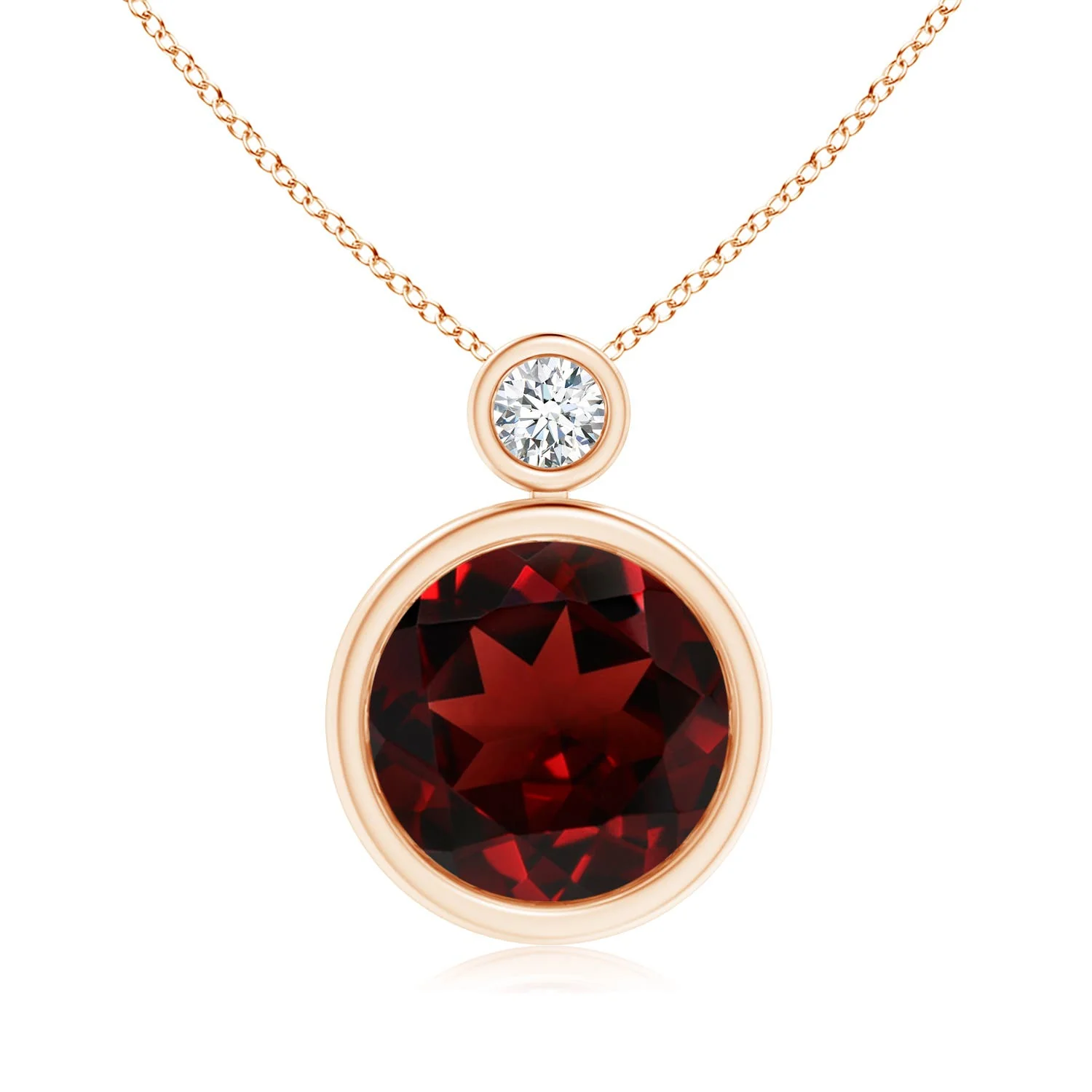 1.5 CTW Bezel-Set Round Garnet Solitaire Pendant in 18K Rose Gold - Image 3