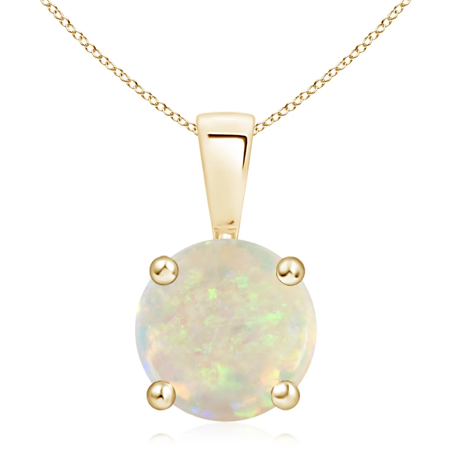 0.75 CTW Bezel-Set Round Opal Solitaire Pendant in 14K Yellow Gold - Image 4