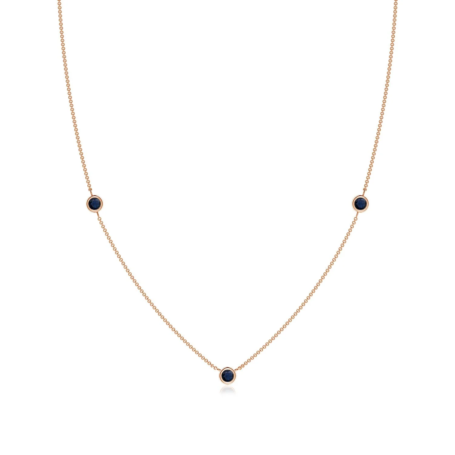 0.33 CTW Bezel-Set Round Blue Sapphire Solitaire Pendant in 18K Rose Gold - Image 10