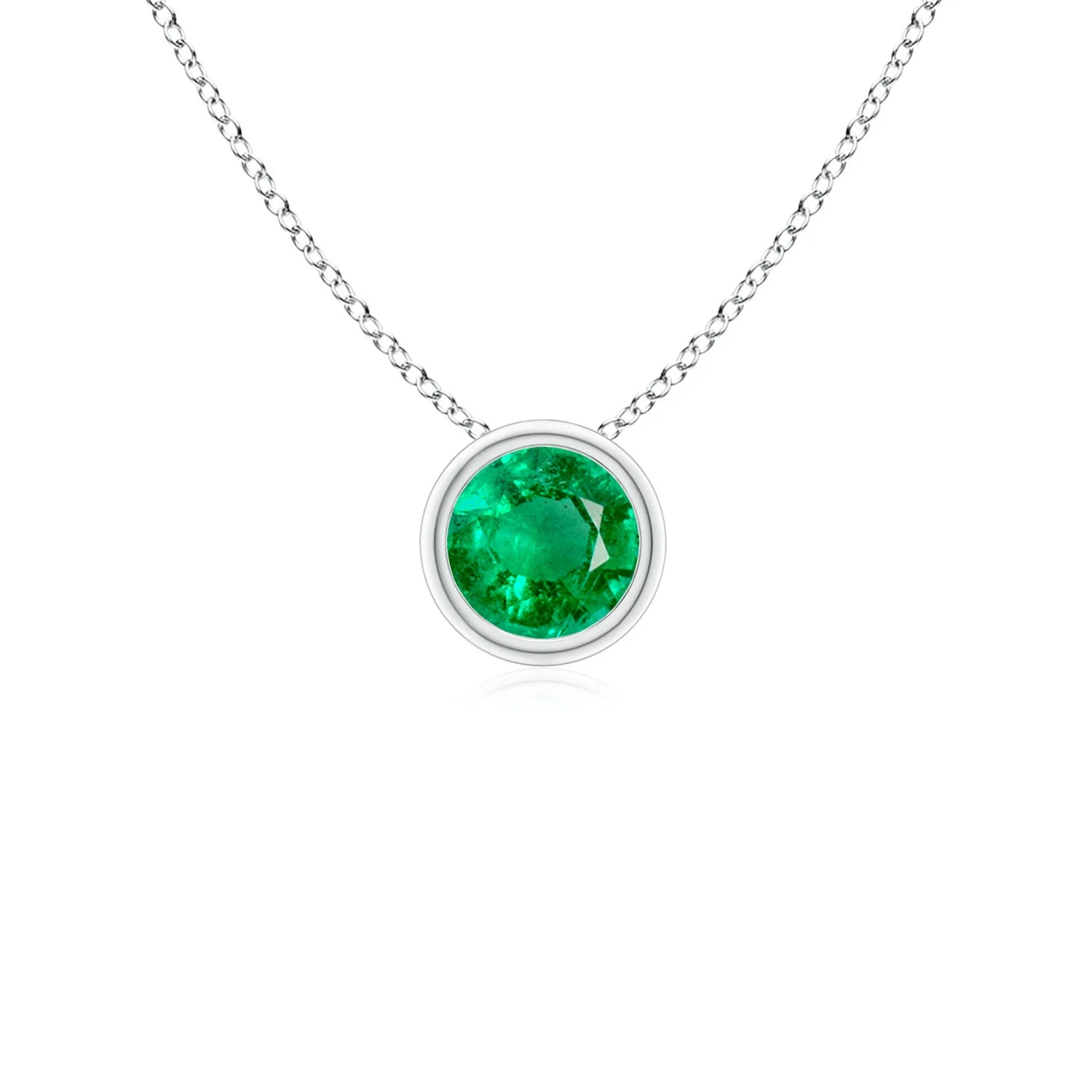 0.69 CTW Bezel-Set Round Turquoise Solitaire Pendant in 14K White Gold - Image 6