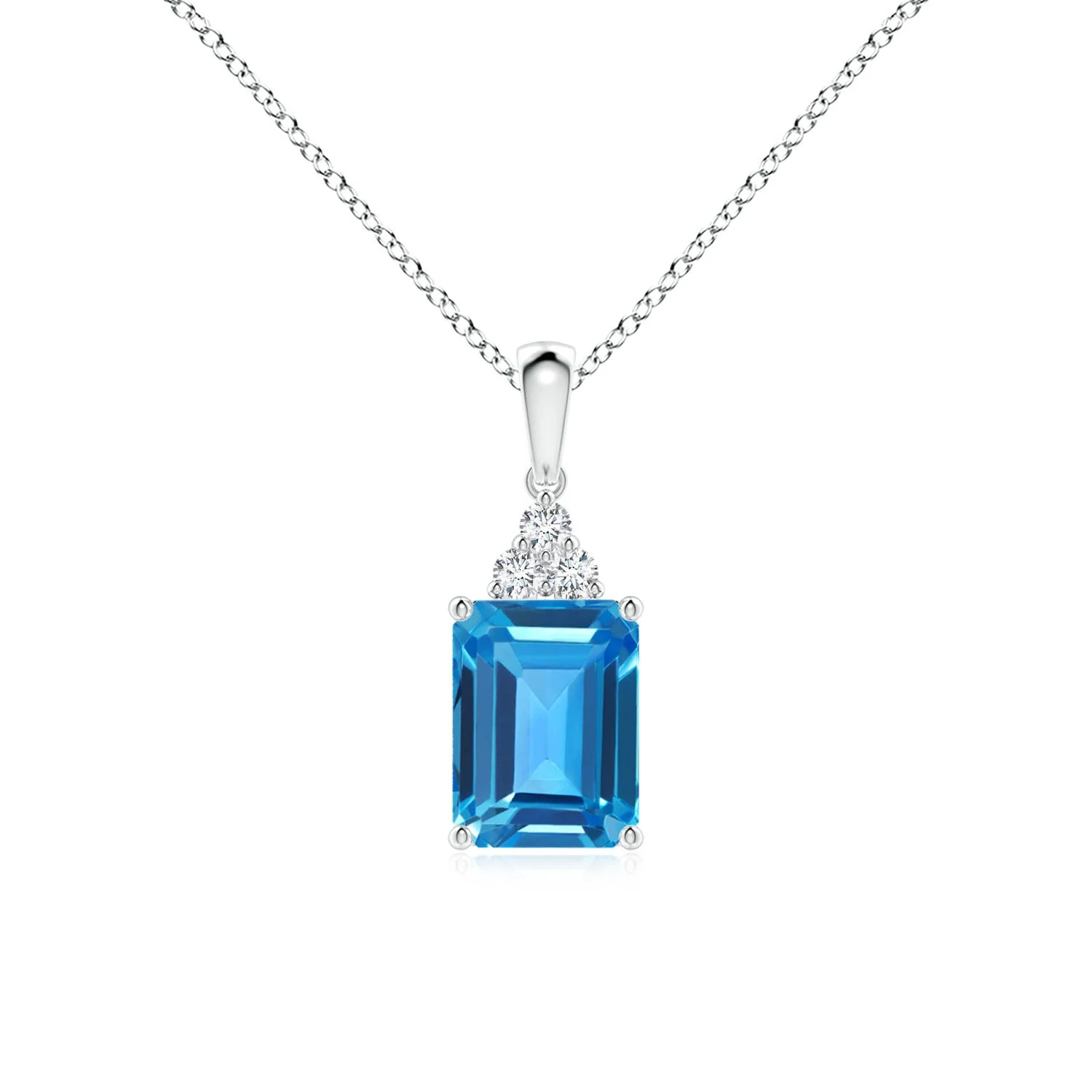 2.97 CTW Emerald-Cut Fancy Intense Yellow Diamond Pendant with Trio Accents in 18K White Gold - Image 8