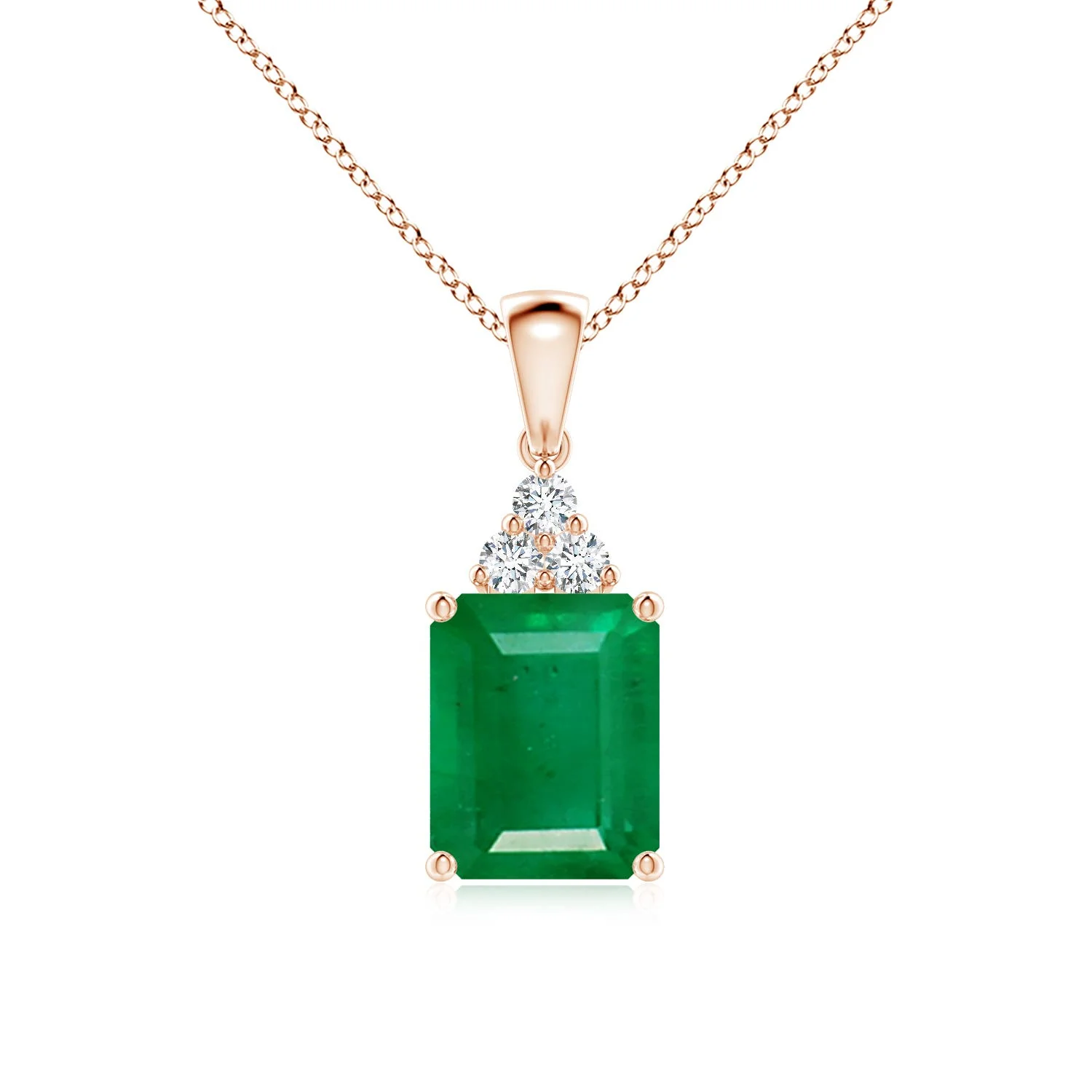 4.98 CTW Oval Emerald Solitaire Pendant with Diamond in Platinum - Image 5