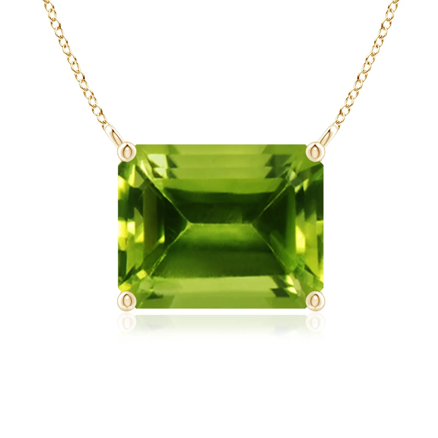 1.51 CTW Oval Peridot Solitaire Pendant with Diamond in 18K Yellow Gold - Image 6