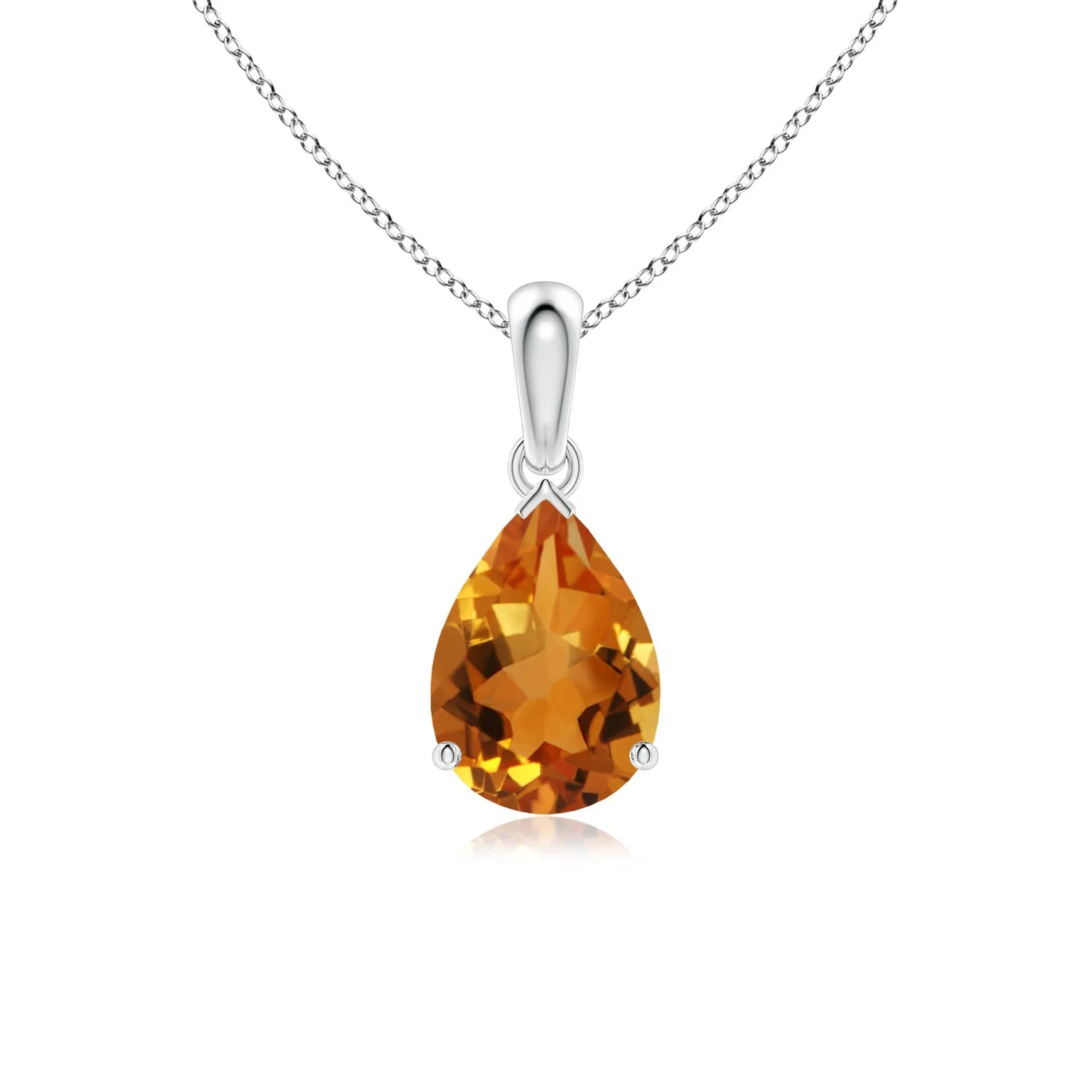 0.67 CTW Prong-Set Citrine Teardrop V-Bale Pendant with Diamond in 18K Yellow Gold - Image 4