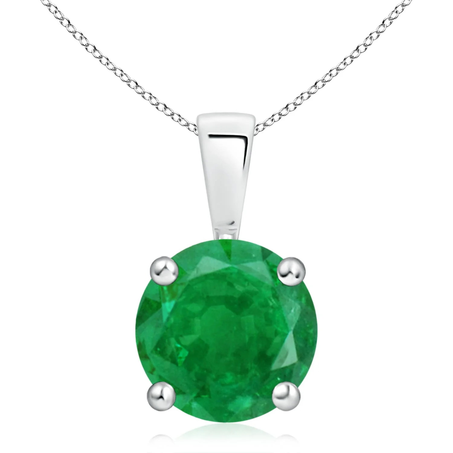 4.37 CTW Prong-Set Emerald Teardrop V-Bale Pendant with Diamond in Platinum - Image 3