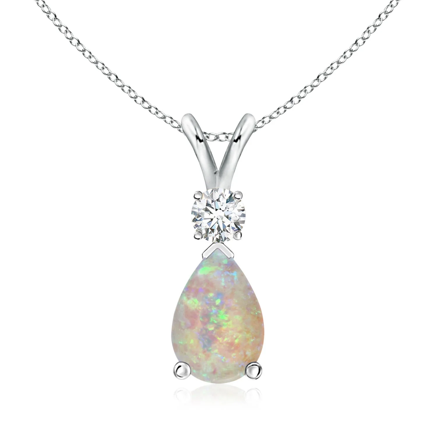 4.37 CTW Prong-Set Emerald Teardrop V-Bale Pendant with Diamond in Platinum - Image 4