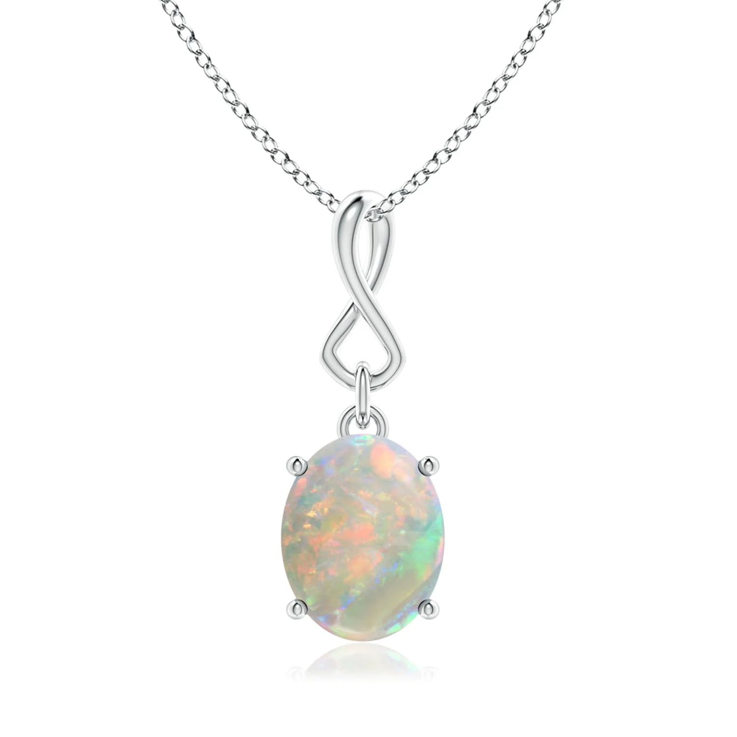 0.49 CTW Prong-Set Opal Teardrop V-Bale Pendant with Diamond in 14K White Gold - Image 7