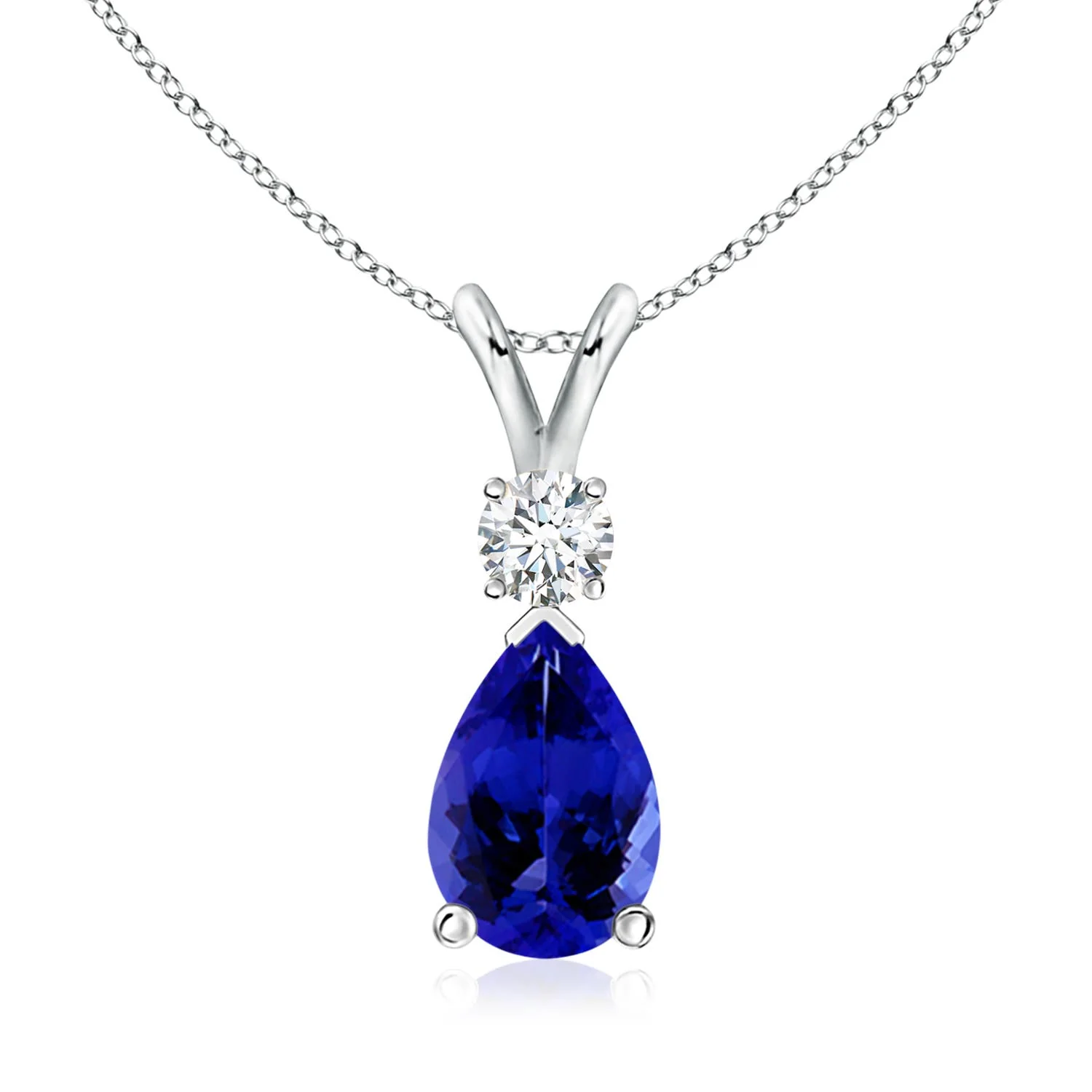 1.21 CTW Prong-Set Tanzanite Teardrop V-Bale Pendant with Diamond in 14K Rose Gold - Image 8