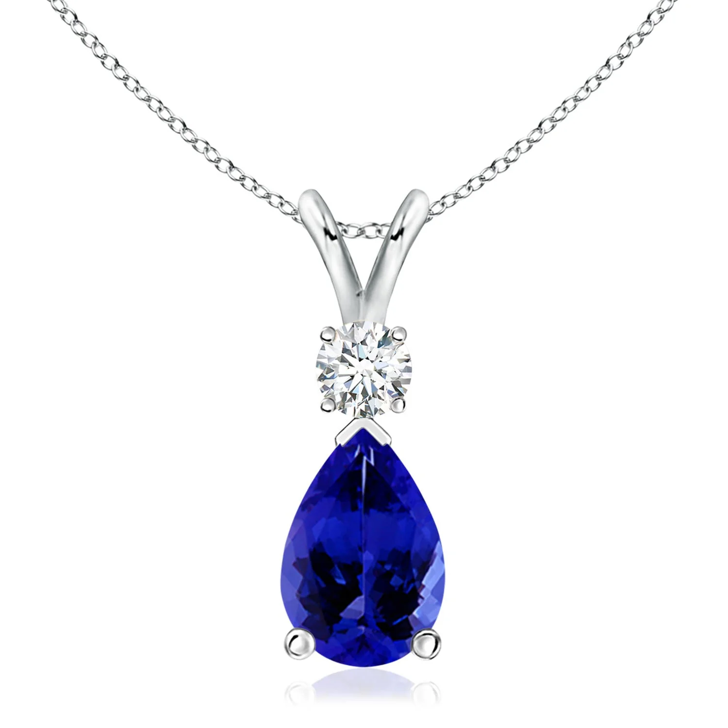 1.21 CTW Prong-Set Tanzanite Teardrop V-Bale Pendant with Diamond in 14K Yellow Gold - Image 10
