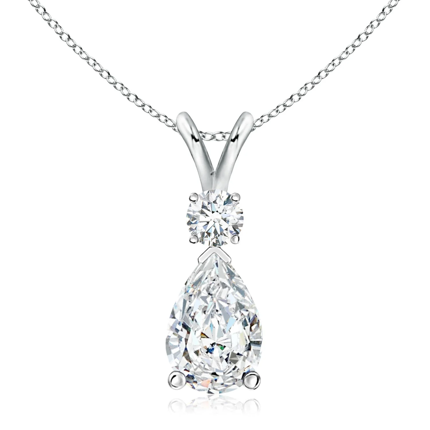 1.5 CTW Prong-Set Pear Diamond Solitaire Pendant in Silver - Image 10