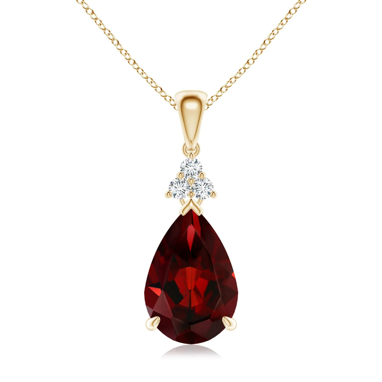 1.3 CTW Pear-Shaped Garnet Solitaire Pendant in 14K Yellow Gold - Image 7