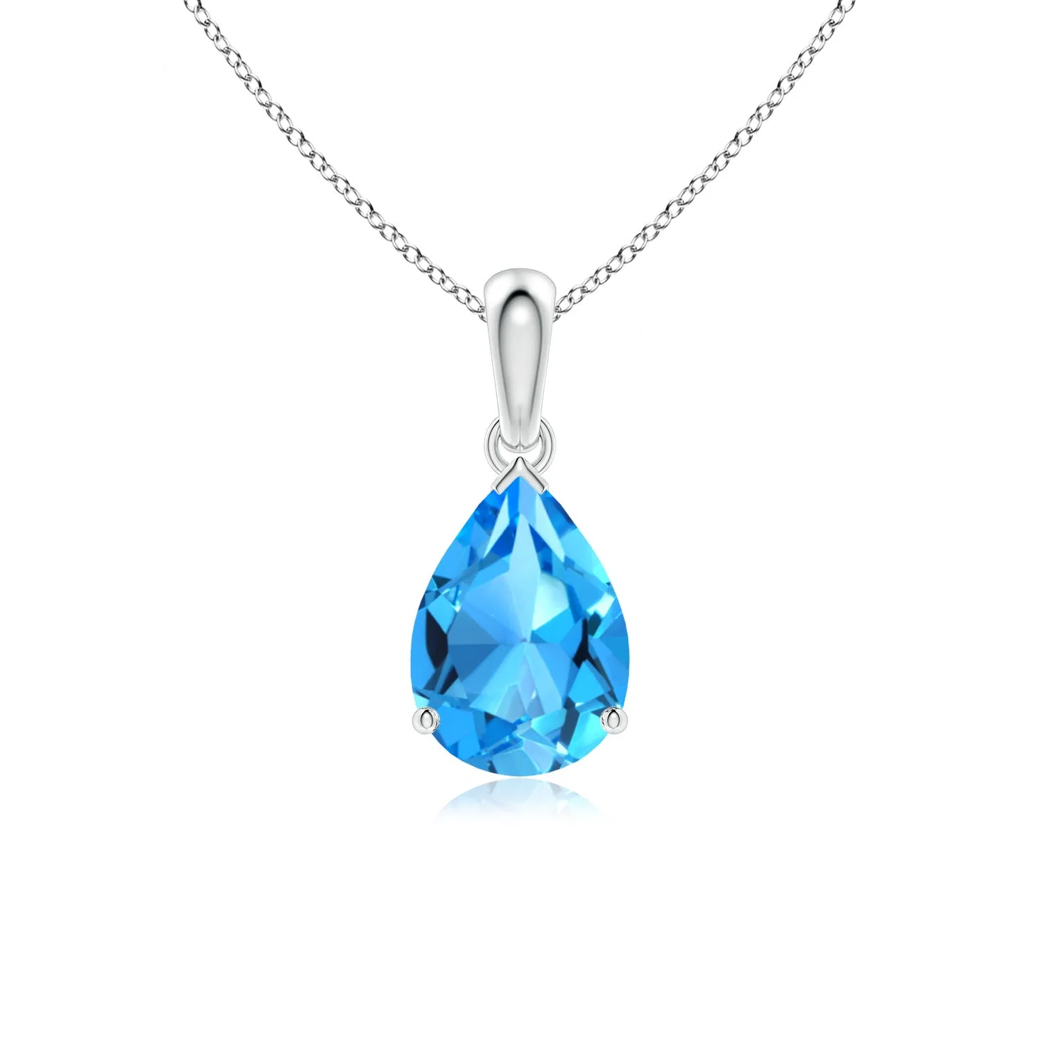 1.55 CTW Pear-Shaped Swiss Blue Topaz Solitaire Pendant in 14K Yellow Gold - Image 8