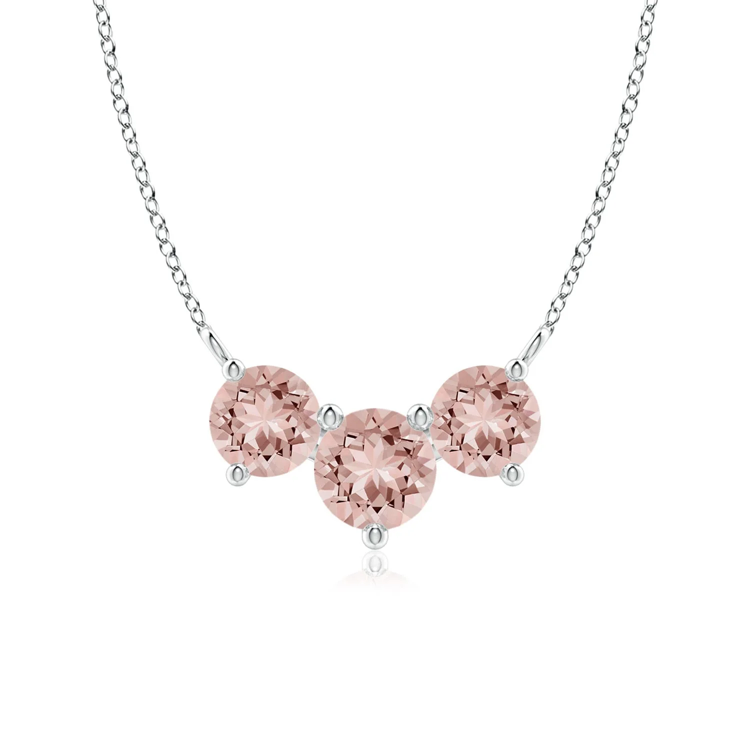 0.65 CTW Solitaire Pear-Shaped Morganite Flame Pendant in 18K White Gold - Image 10