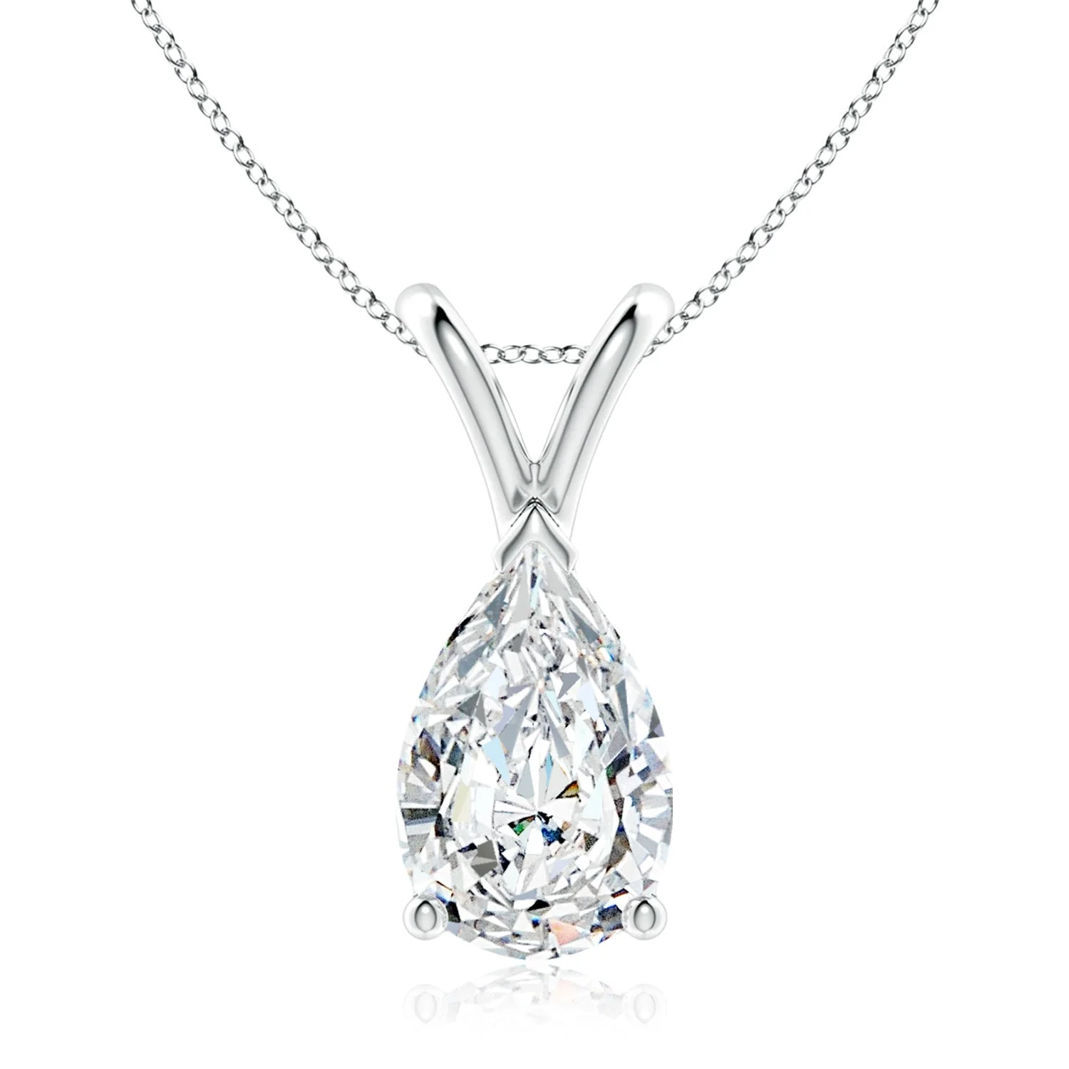 0.55 CTW V-Bale Pear-Shaped Aquamarine Solitaire Pendant in 18K White Gold - Image 4