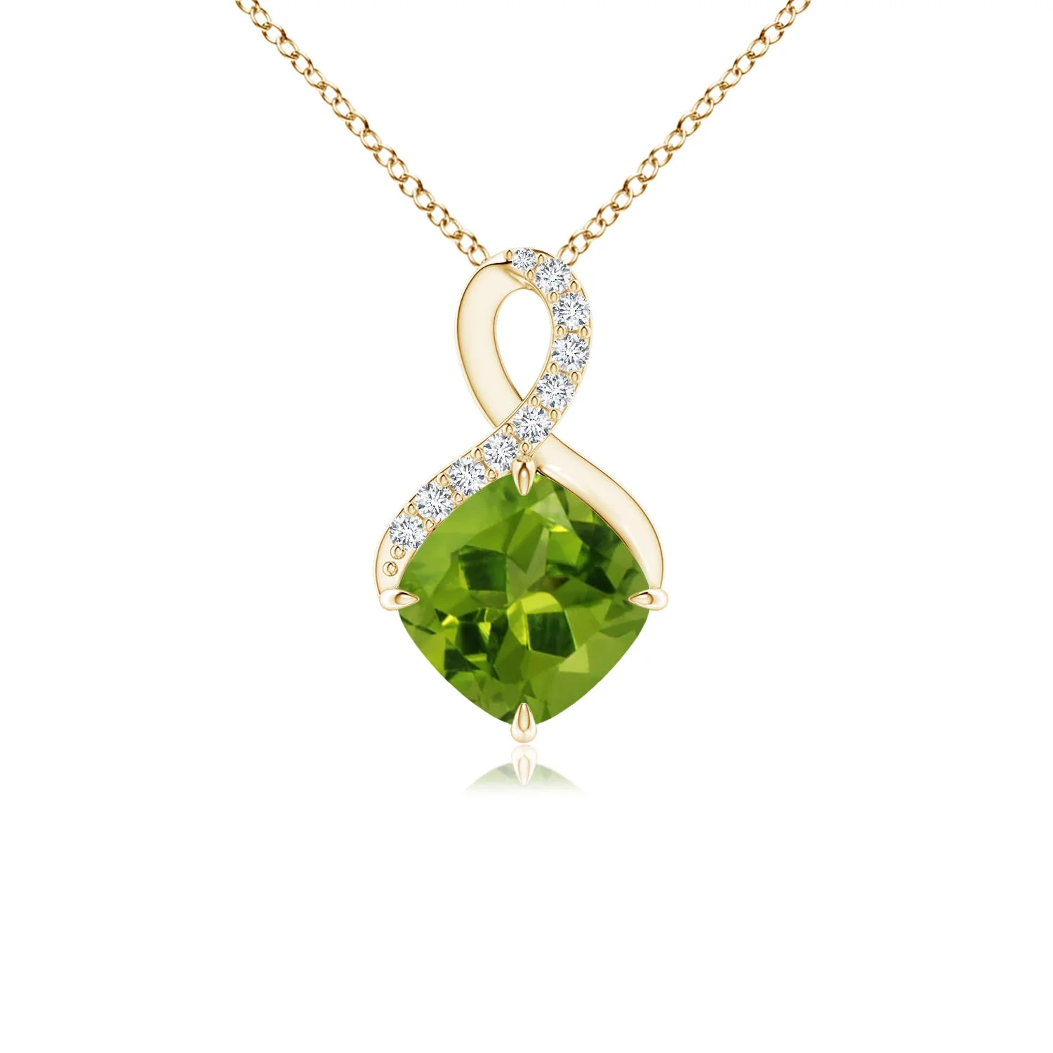 0.7 CTW V-Bale Pear-Shaped Peridot Solitaire Pendant in Platinum - Image 10