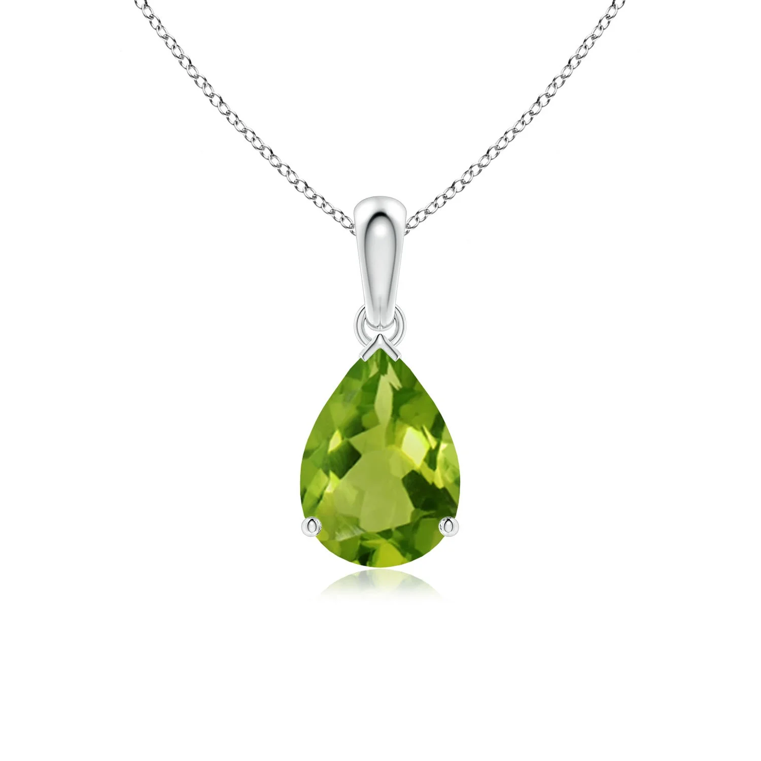 0.7 CTW V-Bale Pear-Shaped Peridot Solitaire Pendant in Silver - Image 3