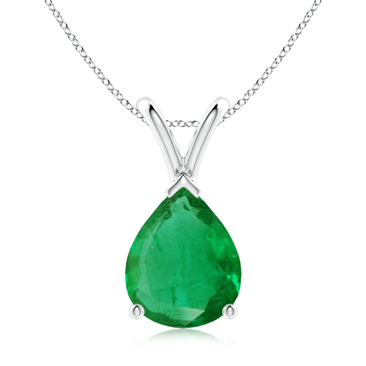 0.8 CTW V-Bale Pear-Shaped Ruby Solitaire Pendant in 14K White Gold - Image 3