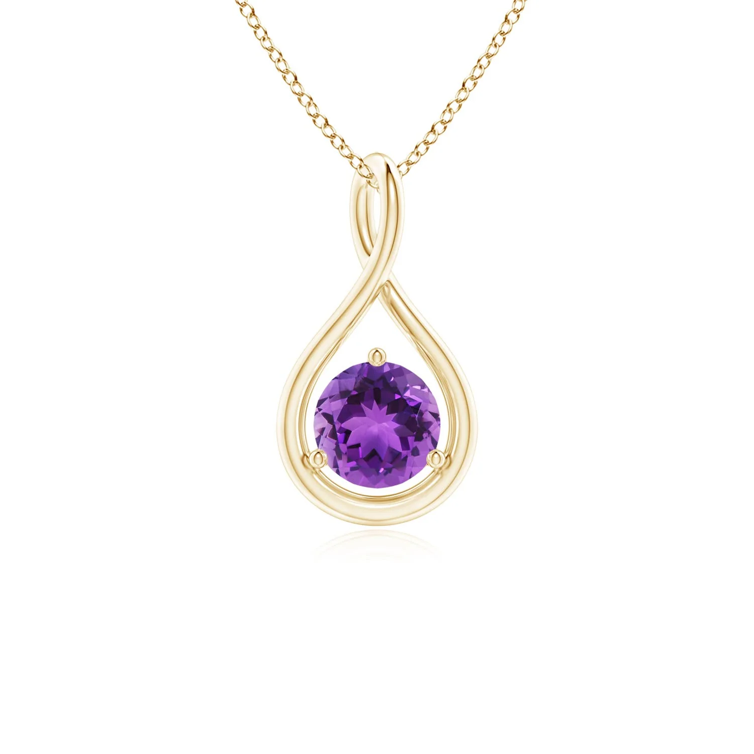 1.7 CTW V-Bale Round Amethyst Solitaire Pendant in 14K Yellow Gold - Image 10