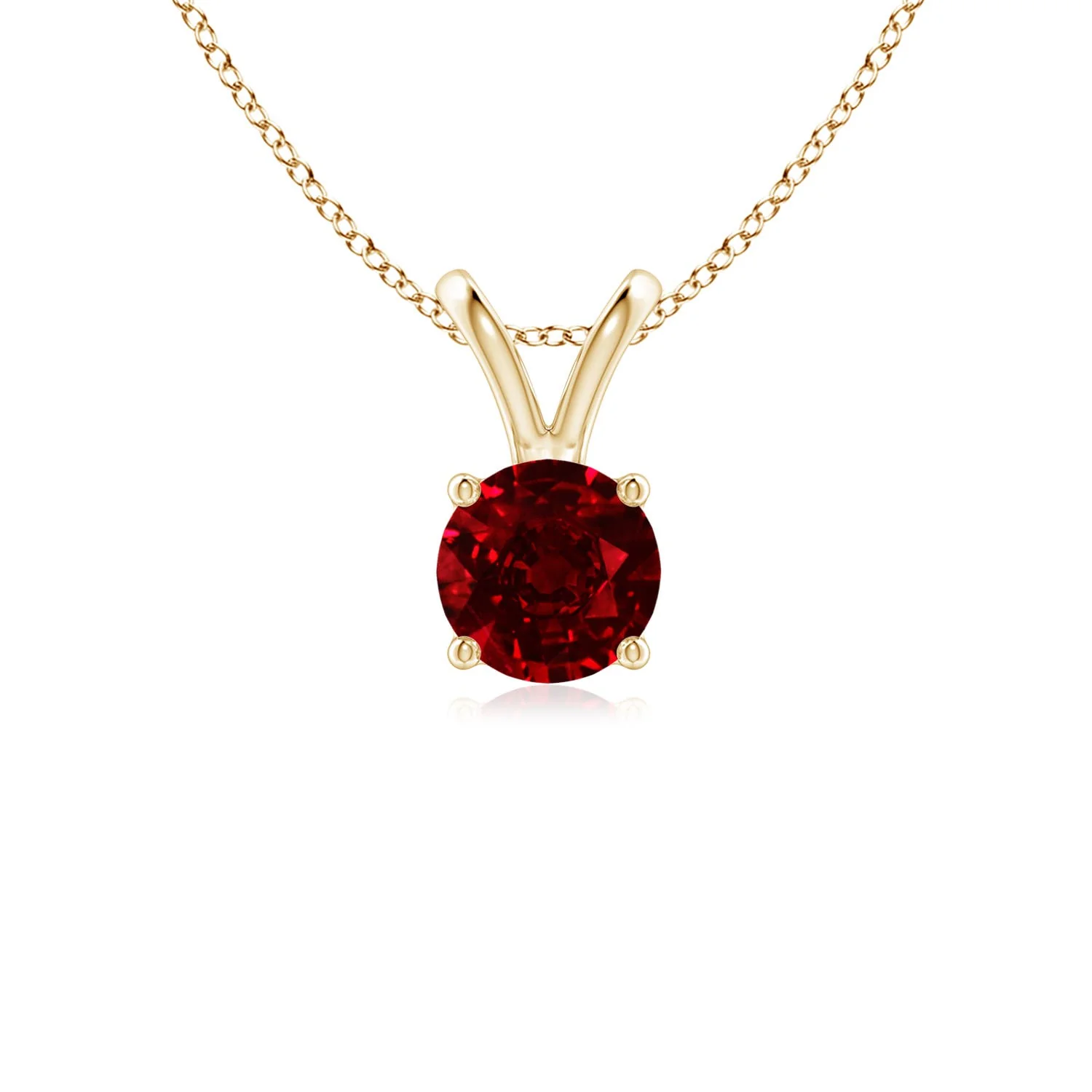1.4 CTW V-Bale Round Ruby Solitaire Pendant in 14K White Gold - Image 10