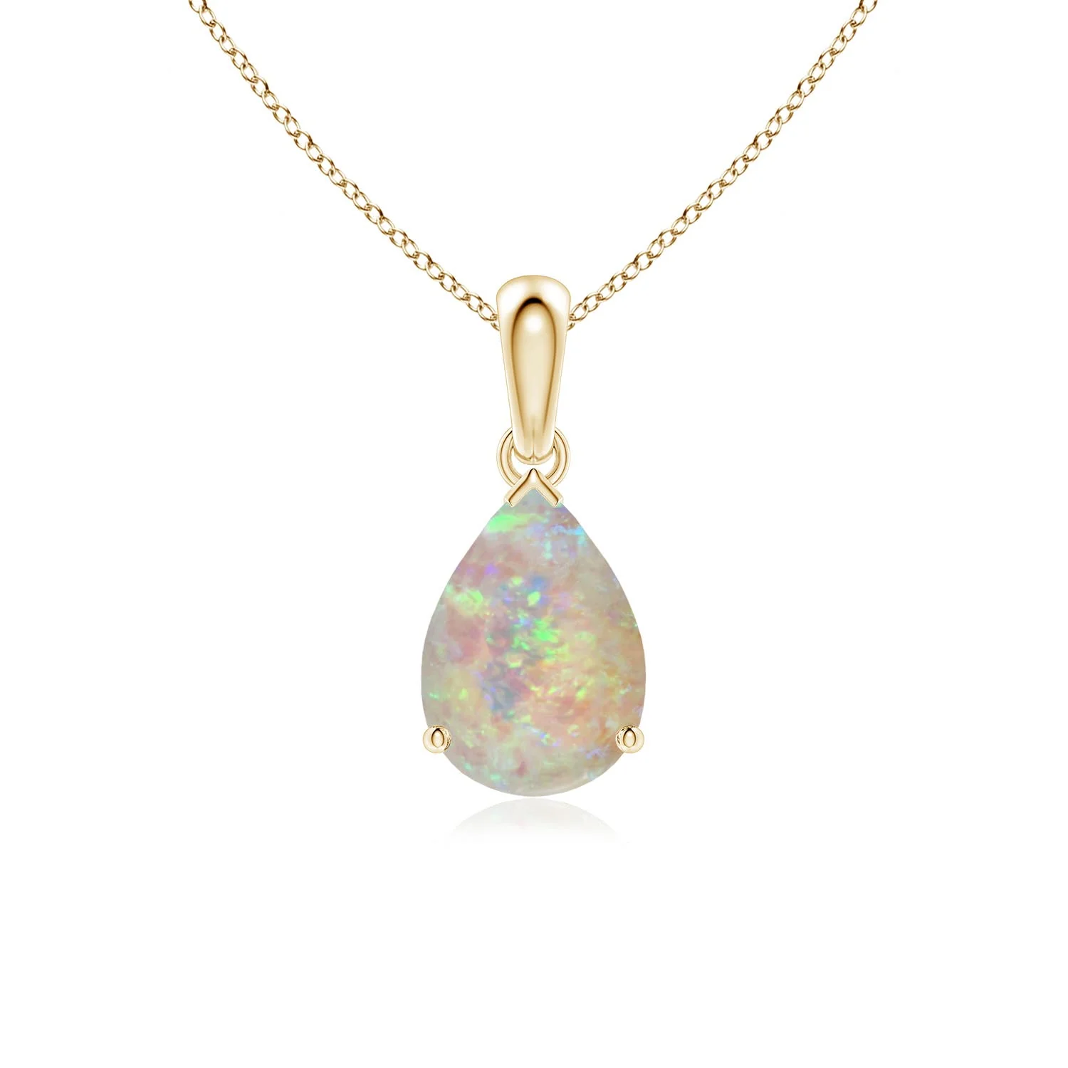0.69 CTW V-Bale Round Turquoise Solitaire Pendant in 14K Yellow Gold - Image 3