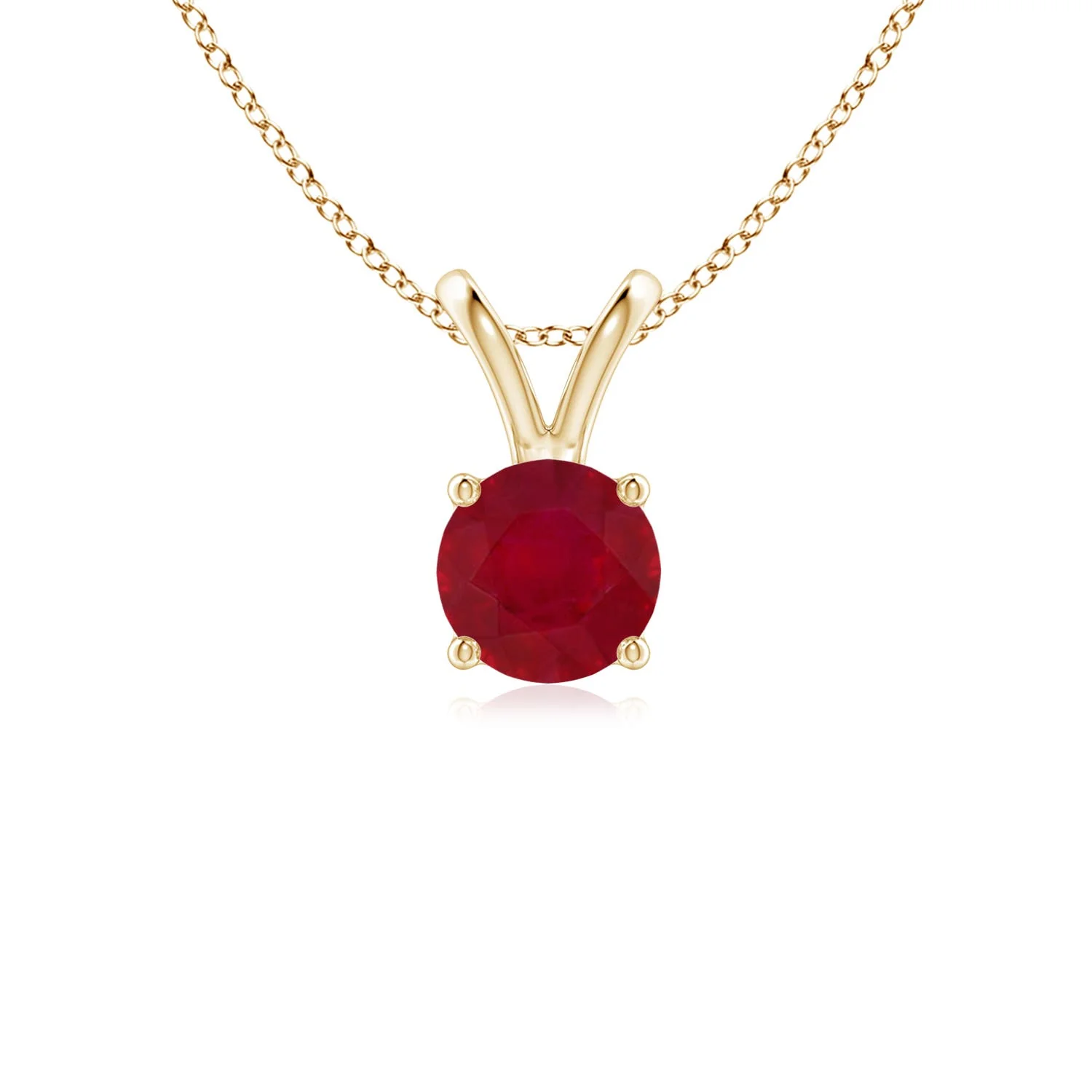 0.69 CTW V-Bale Round Turquoise Solitaire Pendant in 14K Yellow Gold - Image 7