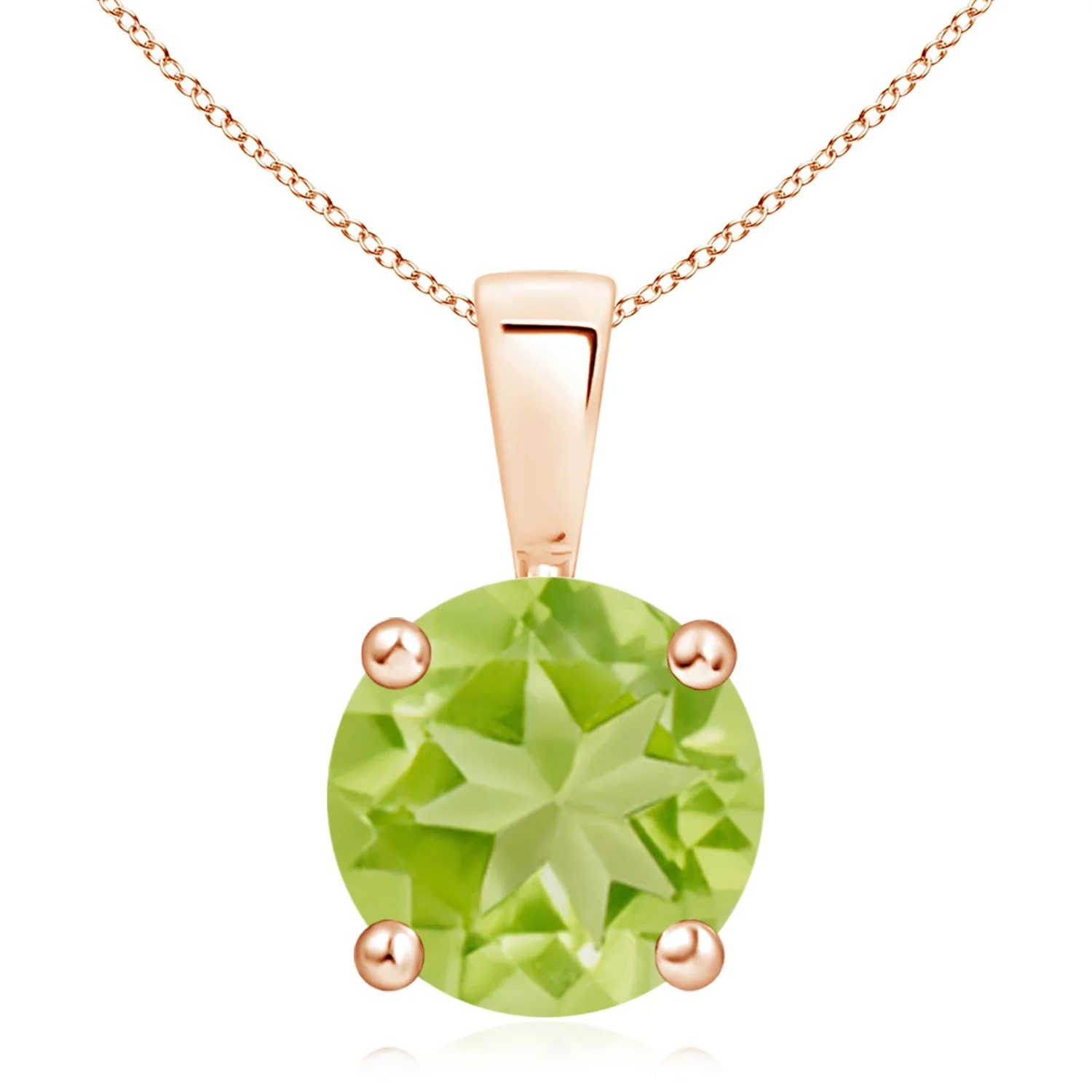 0.95 CTW Round Peridot Solitaire Infinity Knot Pendant in 14K Rose Gold - Image 2
