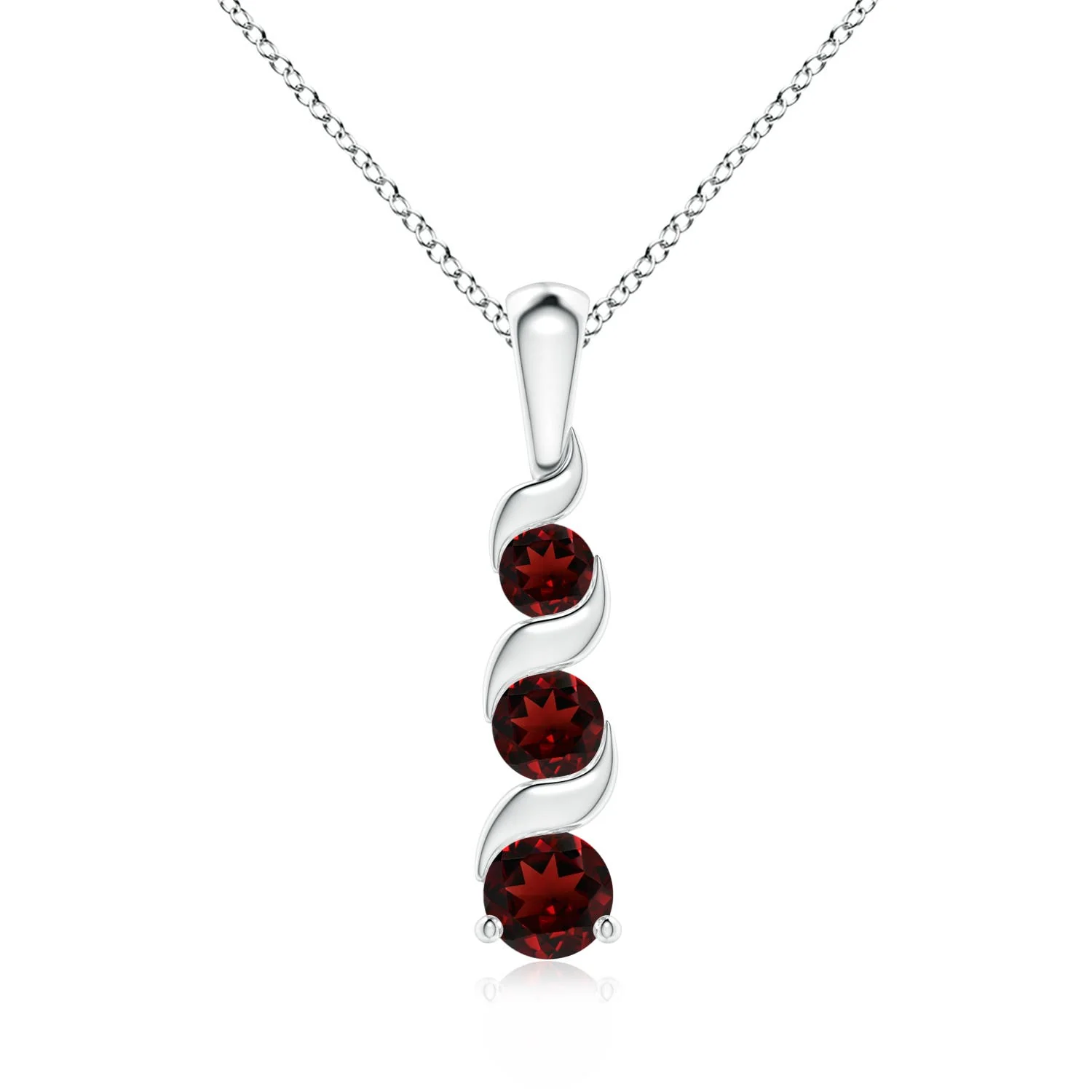 0.26 CTW Heart-Shaped Garnet Ribbon Pendant with Diamond in 18K White Gold - Image 6