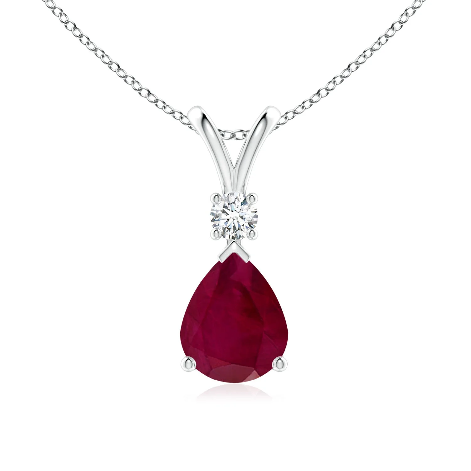 1.78 CTW Prong-Set Round Ruby and Diamond Two Stone Pendant in 14K Rose Gold - Image 3