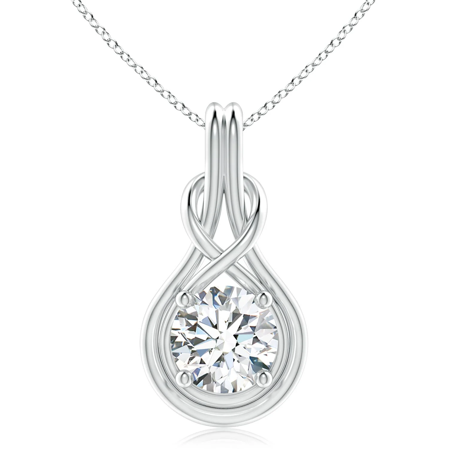 1.5 CTW Classic Solitaire Prong-Set Round Diamond Pendant in 14K White Gold - Image 4