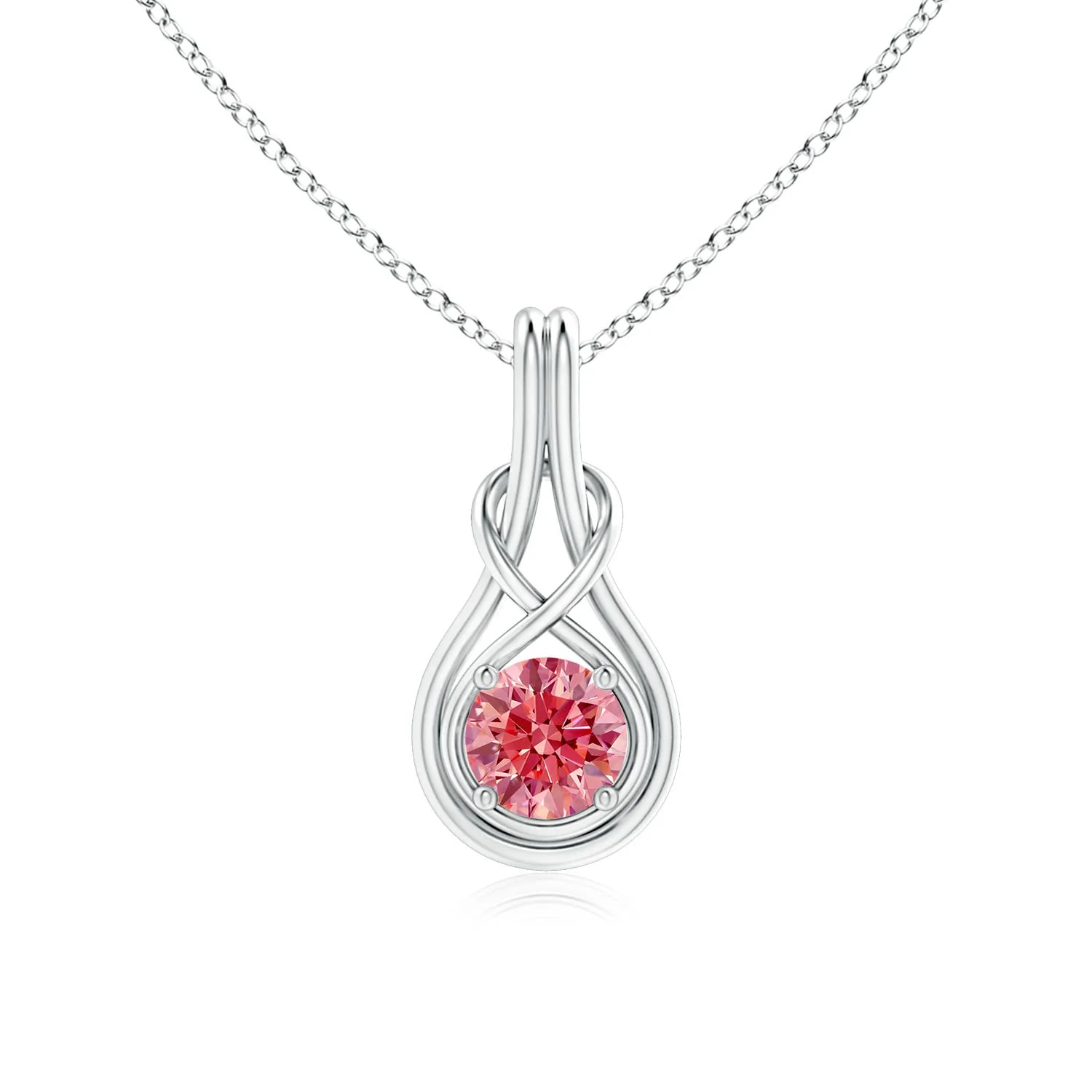 1.0 CTW Classic Solitaire Prong-Set Round Fancy Intense Pink Diamond Pendant in 14K Yellow Gold - Image 10