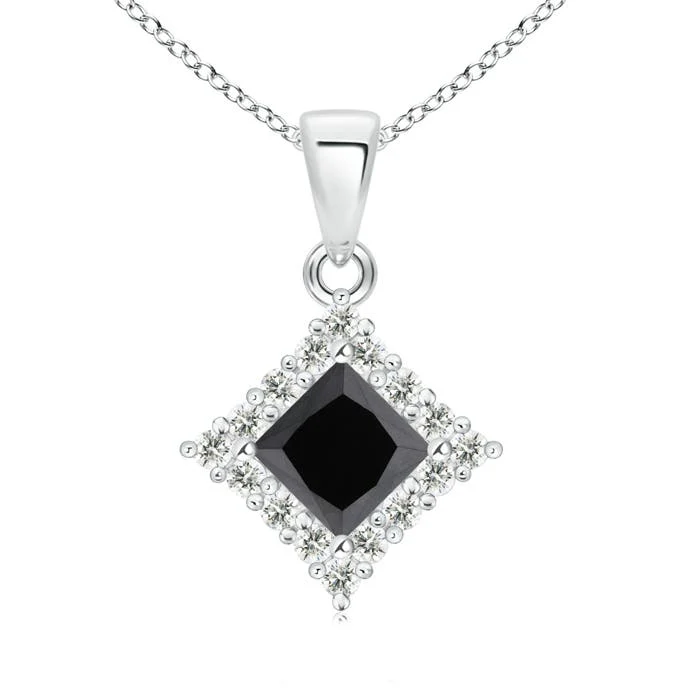 1.32 CTW Round Enhanced Black Diamond Solitaire Pendant with Accent in 18K Yellow Gold - Image 10