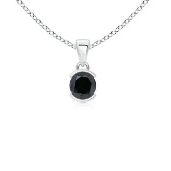 1.16 CTW V-Prong Set Princess-Cut Enhanced Black Diamond Pendant with Accent in 18K White Gold - Image 7