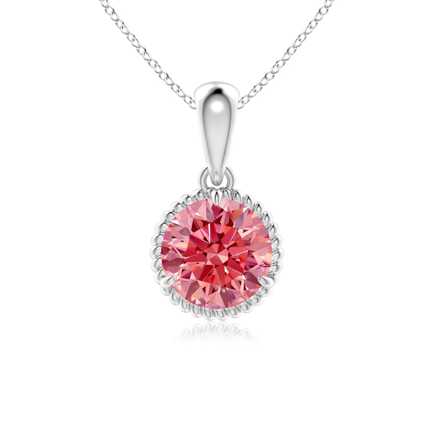 0.5 CTW Solitaire Round Fancy Intense Pink Diamond Celtic Knot Pendant in 14K Yellow Gold - Image 8