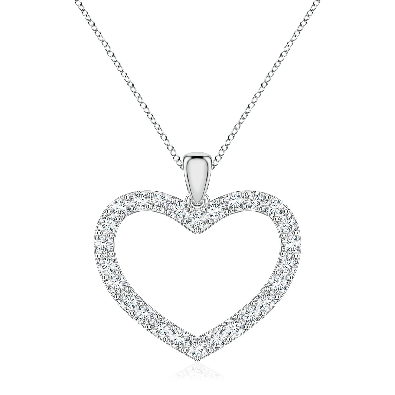 0.25 CTW Open Heart Diamond Pendant in 18K White Gold - Image 5