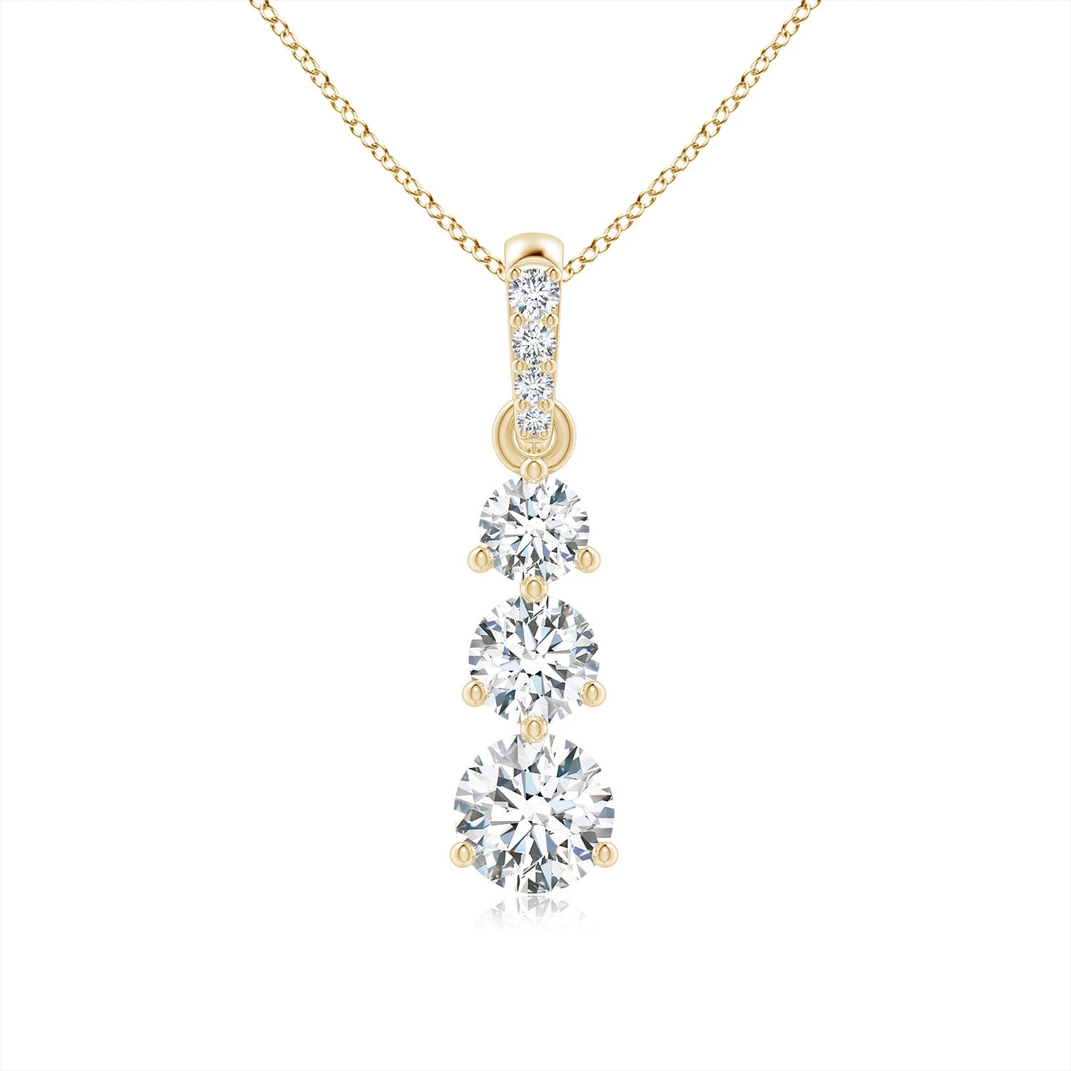 1.26 CTW Classic Trio Round Pink Sapphire Necklace in 14K White Gold - Image 7