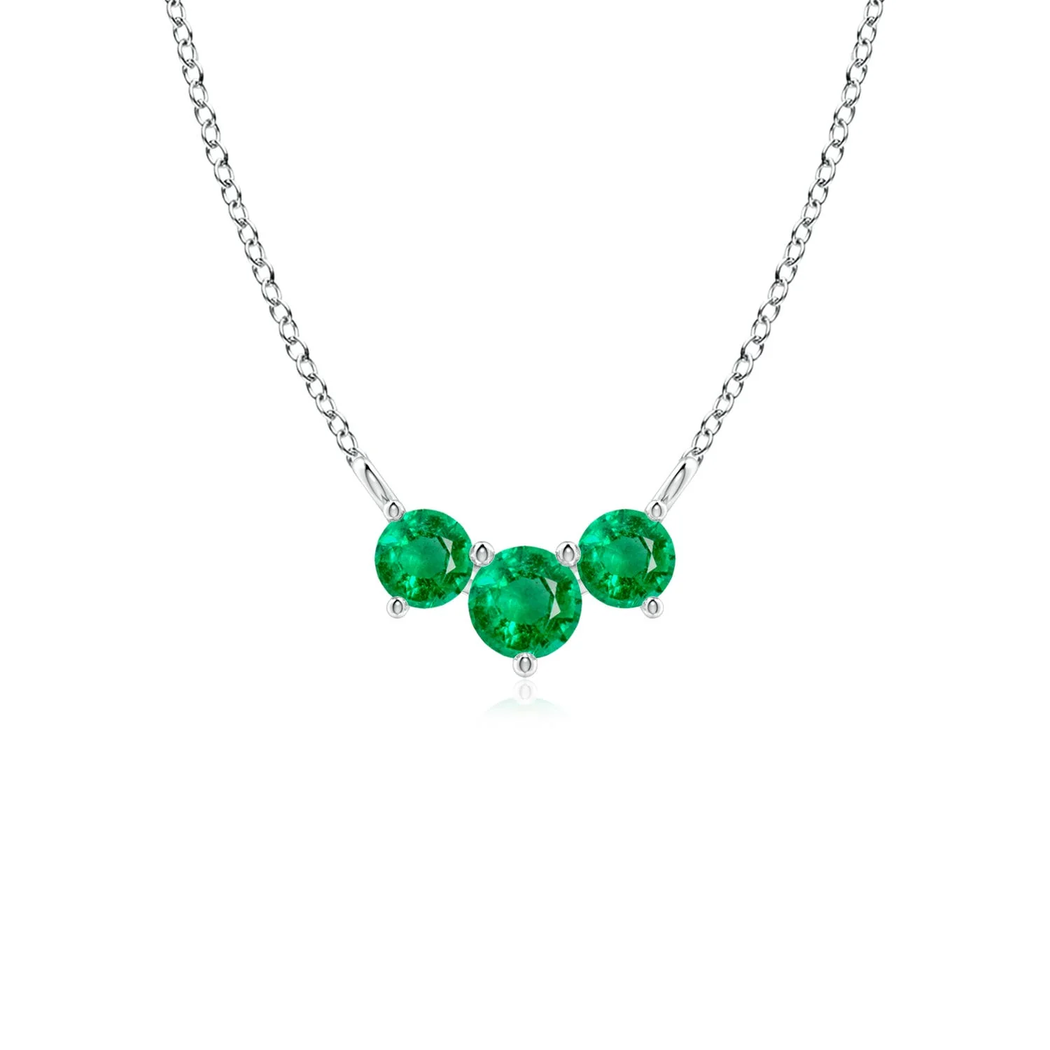 1.26 CTW Classic Trio Round Pink Sapphire Necklace in 14K White Gold - Image 9